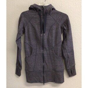 Athleta Cya Stronger Full Zip Hoodie Jacket Hooded Heathered Gray Size XXS
